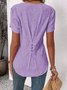 Chemises Plain Été Simple Quotidien Ample Entaillé Régulier Trapèze Coton Et Lin pour Femmes