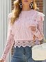 Chemisiers1 Décontracté Plain Printemps / Automne Aucune élasticité Quotidien Coupe Régulière Manches Longues Régulier Régulier pour Femmes