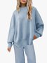 Pulls Décontracté Plain Hiver Viscose Poids lourd Ample Pull-over Manches Longues Col Rond pour Femmes