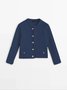 Cardigans Femmes Décontracté Plain Printemps / Automne Naturel Quotidien Coupe Régulière Manches Longues Col Rond Droit