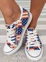 Toile Chaussures Décontracté Toutes Les Saisons Drapeau des États-Unis Quotidien Bout Rond Tissu à Lacets Toile Le jour de l'indépendance pour Femmes