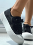 Chaussures de skate Femmes Décontracté Plain Toutes Les Saisons Quotidien à Talon Plat Toile Tulle Caoutchouc à Lacets