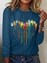 T-shirts Décontracté Printemps / Automne Coeur/cordé Micro-élasticité Ample Jersey Standard Régulier Oui pour Femmes