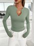 T-shirts Femmes Décontracté Plain Printemps / Automne Polyester Micro-élasticité Manches Longues Régulier Droit Régulier