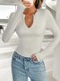 T-shirts Femmes Décontracté Plain Printemps / Automne Polyester Micro-élasticité Manches Longues Régulier Droit Régulier