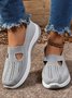 Chaussures à Tige Basse Femmes Décontracté Plain Toutes Les Saisons à Talon Plat Tulle Tissu de Maille Caoutchouc à Enfiler Chaussures à Tige Basse