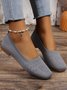 Chaussures à Tige Basse Femmes Décontracté Plain Toutes Les Saisons à Talon Plat Bout Carré Tissu de Maille Tissu Caoutchouc Chaussures à Tige Basse