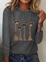 T-shirts Décontracté Printemps / Automne Cerf Quotidien Ample Manches Longues Col Rond Régulier Élasticité moyenne pour Femmes