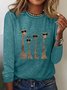 T-shirts Décontracté Printemps / Automne Cerf Quotidien Ample Manches Longues Col Rond Régulier Élasticité moyenne pour Femmes