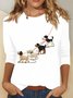 T-shirts Femmes Décontracté Printemps / Automne Chien Quotidien Ample Manches Longues Col Rond Régulier Droit