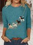 T-shirts Femmes Décontracté Printemps / Automne Chien Quotidien Ample Manches Longues Col Rond Régulier Droit