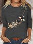 T-shirts Femmes Décontracté Printemps / Automne Chien Quotidien Ample Manches Longues Col Rond Régulier Droit