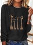 T-shirts Décontracté Printemps / Automne Cerf Quotidien Ample Manches Longues Col Rond Régulier Élasticité moyenne pour Femmes