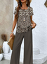 Deux Pièces Ensembles Femmes Décontracté Été Petites fleurs Polyester Col Carré Naturel Quotidien Top Avec Pantalons Régulier