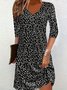Robes Femmes Décontracté Été Petites fleurs Col V Micro-élasticité Jersey Mi-longue Demi Manche Non