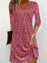 Robes Femmes Décontracté Été Petites fleurs Col V Micro-élasticité Jersey Mi-longue Demi Manche Non