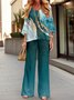 Deux Pièces Ensembles Femmes Décontracté Plaid Printemps / Automne Polyester Naturel Quotidien 1 jeu Top Avec Pantalons Droit