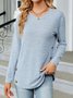 T-shirts Décontracté Plain Printemps / Automne Micro-élasticité Quotidien Col Rond Régulier Boucle Régulier pour Femmes