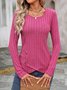 T-shirts Femmes Décontracté Plain Printemps / Automne Polyester Micro-élasticité Manches Longues Col Rond Droit Régulier