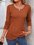 T-shirts Femmes Décontracté Plain Printemps / Automne Polyester Micro-élasticité Manches Longues Col Rond Droit Régulier