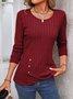 T-shirts Femmes Décontracté Plain Printemps / Automne Polyester Micro-élasticité Manches Longues Col Rond Droit Régulier