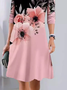 Robes Femmes Décontracté Floral Printemps / Automne Quotidien Ample Col Rond Trapèze Régulier Élasticité moyenne