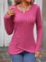 T-shirts Femmes Décontracté Plain Printemps / Automne Polyester Micro-élasticité Manches Longues Col Rond Droit Régulier