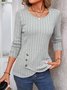 T-shirts Femmes Décontracté Plain Printemps / Automne Polyester Micro-élasticité Manches Longues Col Rond Droit Régulier