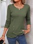 T-shirts Femmes Décontracté Plain Printemps / Automne Polyester Micro-élasticité Manches Longues Col Rond Droit Régulier