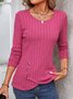 T-shirts Femmes Décontracté Plain Printemps / Automne Polyester Micro-élasticité Manches Longues Col Rond Droit Régulier