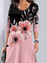 Robes Femmes Décontracté Floral Printemps / Automne Quotidien Ample Col Rond Trapèze Régulier Élasticité moyenne