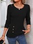T-shirts Femmes Décontracté Plain Printemps / Automne Polyester Micro-élasticité Manches Longues Col Rond Droit Régulier