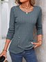 T-shirts Femmes Décontracté Plain Printemps / Automne Polyester Micro-élasticité Manches Longues Col Rond Droit Régulier