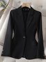 Blazers Décontracté Plain Printemps / Automne Naturel Aucune élasticité Quotidien Ample Régulier Droit pour Femmes