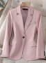 Blazers Décontracté Plain Printemps / Automne Naturel Aucune élasticité Quotidien Ample Régulier Droit pour Femmes