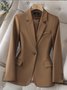 Blazers Décontracté Plain Printemps / Automne Naturel Aucune élasticité Quotidien Ample Régulier Droit pour Femmes