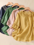 Chemisiers1 Décontracté Plain Été Brodé Quotidien Ample Coton Et Lin Manches Courtes Col de Chemise pour Femmes