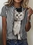 T-shirts Décontracté cheval Été Quotidien Ample Jersey Manches Courtes Col Rond Régulier pour Femmes