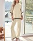 Deux Pièces Ensembles Décontracté Plain Été Naturel à Haute Élasticité Quotidien Demi Manche Top Avec Pantalons Régulier pour Femmes