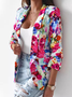 Blazers Femmes Décontracté Floral Printemps / Automne Naturel Coupe Régulière Manches Longues Régulier Droit Régulier