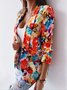 Blazers Femmes Décontracté Floral Printemps / Automne Naturel Coupe Régulière Manches Longues Régulier Droit Régulier