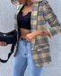 Blazers Femmes Décontracté Plaid Printemps / Automne Polyester Naturel Ample Faire la navette Droit Régulier