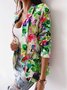 Blazers Femmes Décontracté Floral Printemps / Automne Naturel Coupe Régulière Manches Longues Régulier Droit Régulier