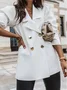 Blazers Décontracté Plain Printemps / Automne Polyester Aucune élasticité Faire la navette Manches Longues Régulier Droit pour Femmes