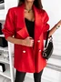 Blazers Décontracté Plain Printemps / Automne Polyester Aucune élasticité Faire la navette Manches Longues Régulier Droit pour Femmes