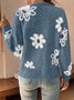 Cardigans Femmes Décontracté Floral Printemps / Automne Ample Manches Longues Régulier Droit Boucle Élasticité moyenne