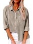 Chemises Femmes Décontracté Plain Printemps / Automne Coton Aucune élasticité Quotidien Régulier Régulier Col de Chemise