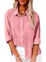 Chemises Femmes Décontracté Plain Printemps / Automne Coton Aucune élasticité Quotidien Régulier Régulier Col de Chemise