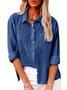 Chemises Femmes Décontracté Plain Printemps / Automne Coton Aucune élasticité Quotidien Régulier Régulier Col de Chemise