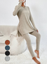 Deux Pièces Ensembles Femmes Décontracté Plain Printemps / Automne Naturel Quotidien Ample Manches Longues Col Rond Top Avec Pantalons